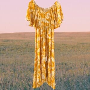 Yellow Floral Boho Maxi Dress